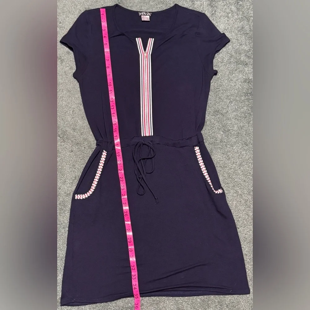 VENUS Super Comfy Women’s Blue Summer Dress with Red, White, & Blue Accents - Picture 5 of 8